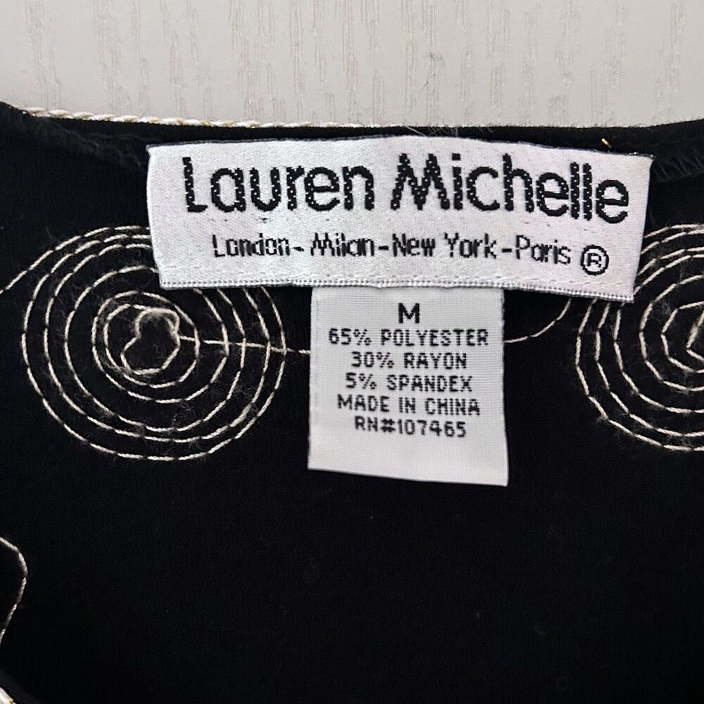 Vintage Lauren Michelle Beaded Floral Knit Sweater Vest Womens M Black Sequined - Picture 5 of 14